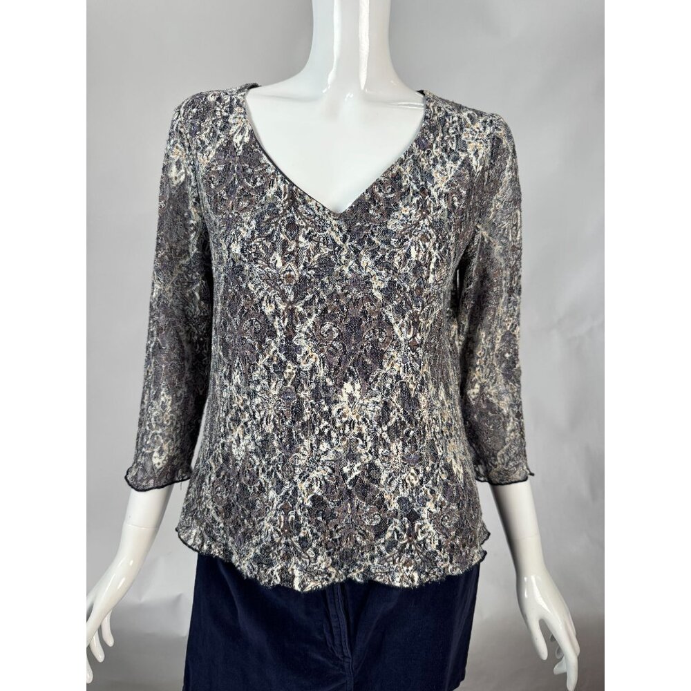 B.I.Y.A.Y.C.D.A Womens Small Paisley Print V-Neck Top Made in USA